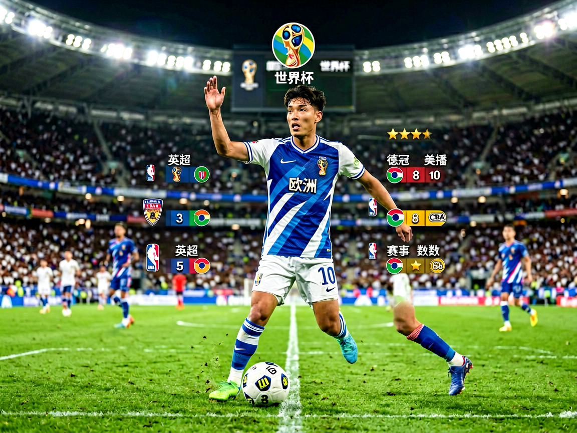 国际足球比赛场景，代表世界杯、欧洲杯等国际大赛的比分与数据
